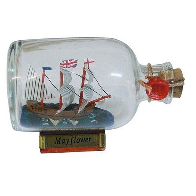 Buddelschiff, Flaschenschiff "Mayflower", kleine Segelschiff Flasche 9 cm