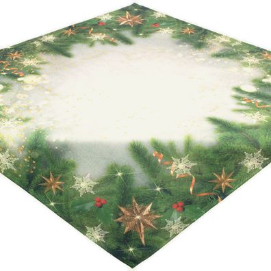 Tischdecke Weihnachten 110x110 Tannengrün Mitteldecke Weihnachtstischdecke