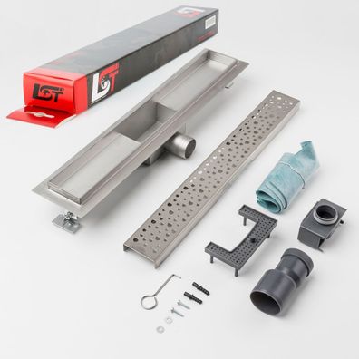 Duschrinne Tropfen 500 x 70 mm höhenverstellbar Bodenablauf Duschrost gelocht