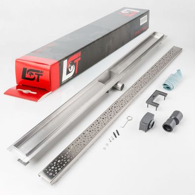 Duschrinne Tropfen 1200 x 70 mm höhenverstellbar Bodenablauf Duschrost gelocht