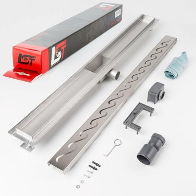 Duschrinne Wellen 900 x 70 mm höhenverstellbar Bodenablauf Duschrost Duschgitter