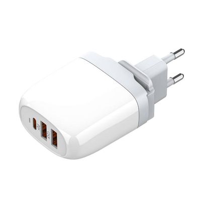 GaN-Ladegerät LDNIO Schnellladegerät A3511Q, 2x USB + USB-C, 65W (weiß)