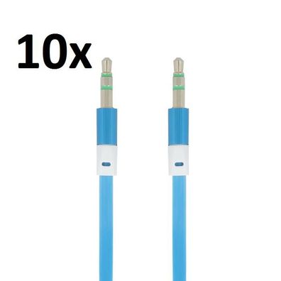 10x 1m Aux Kabel 3.5 mm Klinke Eingang Audio Android Autoadio Anlage Hifi Blau