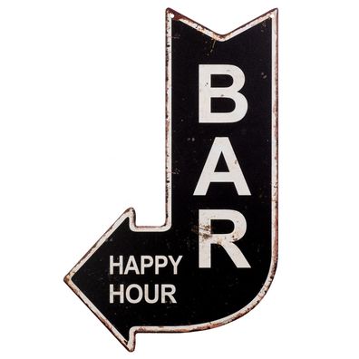 Blechschild BAR Happy Hour Dekoschild Pfeil Ausgang Nostalgie 248 Vintage 40 cm