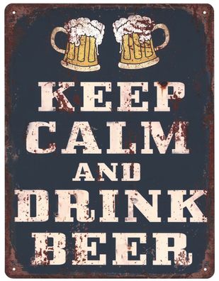 Blechschild Keep Calm and Drink Beer Deko Schild Aufschrift Dekorations 25 x 33