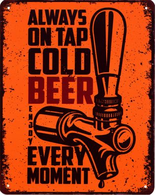 Blechschild Tap Cold Beer Deko Schild Aufschrift Dekoration Aufdruck 20 x 25