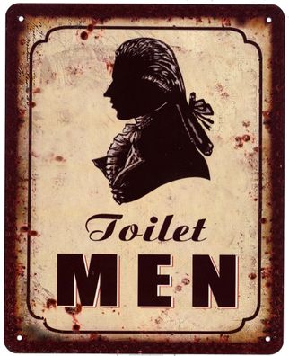 Blechschild Toilet Men Männerkopf Deko Schild Aufschrift Dekorativ Druck 20 x 25