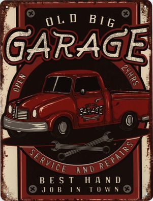 Retro Deko Blechschild Old Big Garage Vintage-Design Metall Schild
