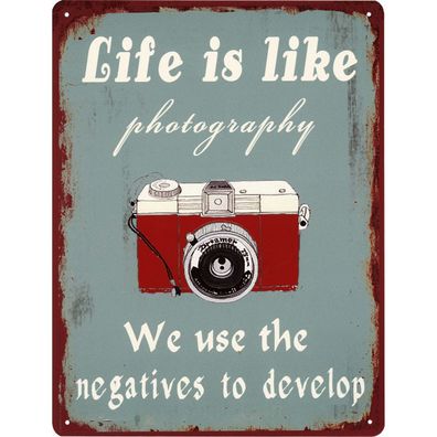 Retro Deko Blechschild Life is Like Photography Vintage-Design Metall Schild