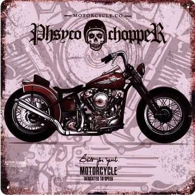 Retro Deko Blechschild Phsycho Chopper Motorrad Vintage-Design Metall Schild