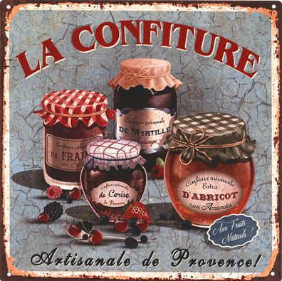 Retro Deko Blechschild Marmelade Confiture Vintage-Design Metall Schild Geschenk