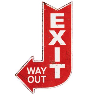 Blechschild EXIT WAY OUT Dekoschild Pfeil Ausgang Nostalgie 246 Vintage 40 cm