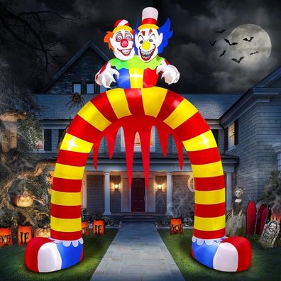 Halloween aufblasbarer Clown-Bogen mit zwei Köpfen - Perfekte Party-Dekoration