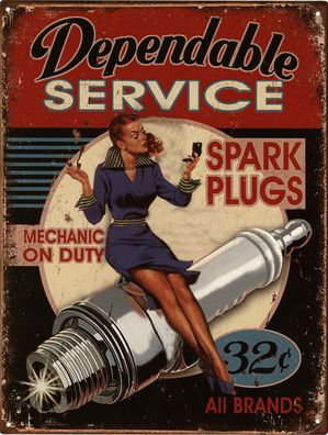 Retro Deko Blechschild Zündkerzen Service Vintage-Design Metall Schild Geschenk