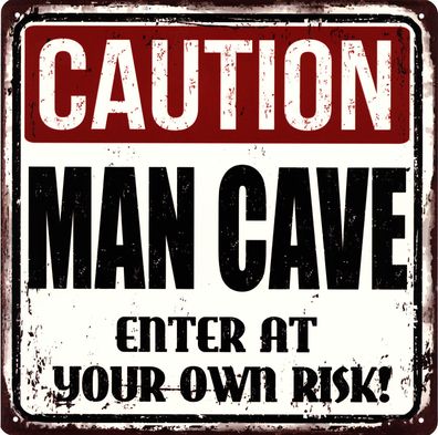 Retro Deko Blechschild Caution Man Cave Vintage-Design Metall Schild Geschenk