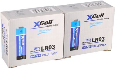 200x XCell AAA LR03 Micro Super Alkaline 1,5V Batterie