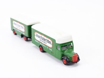 Albedo H0 Modellauto LKW Koffer-Hängerzug MB "Johann Fischer Erben" 1:87