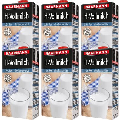 Naarmann H Milch 3.5 Fett Vollmilch ultrahocherhitzt 1000ml 6er Pack