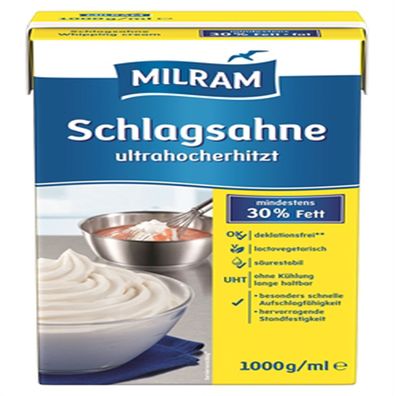 MILRAM Haltbare Schlagsahne ultrahocherhitz Faltschachtel 1000ml