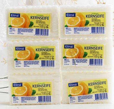 6x100g Elina Med Haushaltsseife Zitronen Kernseife Waschseife Seife