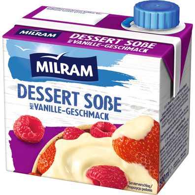 Milram Dessert Soße mit Vanille Geschmack Fertigsoße glutenfrei 500ml