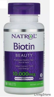 Natrol Biotin, maximale Wirksamkeit, 10.000 mcg, 100 Tabletten