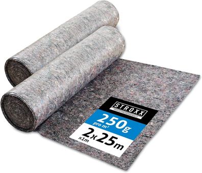 2 x Stroxx Malervlies 1x25m 250g je qm Stark Abdeckvlies PE Anti-Rutsch saugstark