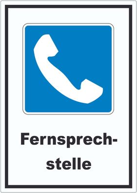 Fernsprechstelle Telefon Symbol und Text Aufkleber
