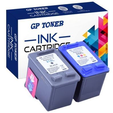 TINTE Patronen für HP 21 + 22 XL Deskjet F2100 F2110 F2120 F2180 F2224 F2280