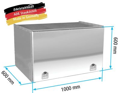 ADE Schubdeckelkasten Edelstahl, Deckel poliert 1000 x 600 x 600 mm, Werkzeugkaste