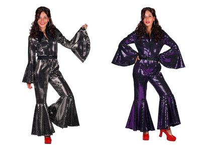 Disco Catsuit Pailletten Jumpsuit Glitzer Anzug 70er Party Motto Show Karneval