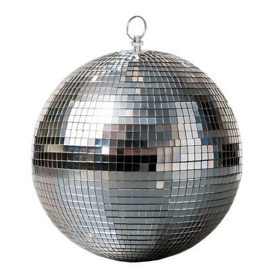 Deko Disco Kugel mit Echtglas - 25 cm - Spiegel Ball Party Lichteffekt silber