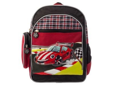 Stefano 1702-29-60 Kinder Rucksack Rennauto kariert