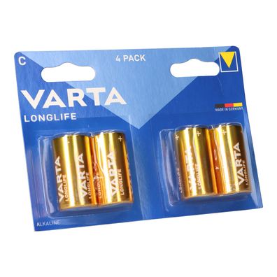 Varta Batterien C Baby, 4er Blister, Longlife, Alkaline, 1,5V, ideal für Fernbedie