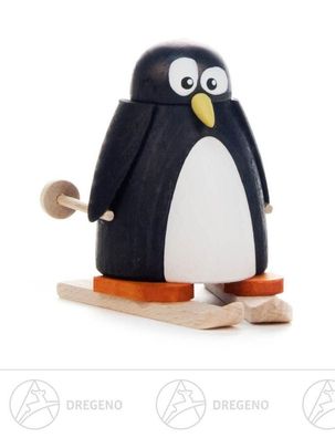 Miniatur Pinguin mit Ski H=ca 5 cm NEU Erzgebirge Weihnachtsfigur Holzfigur