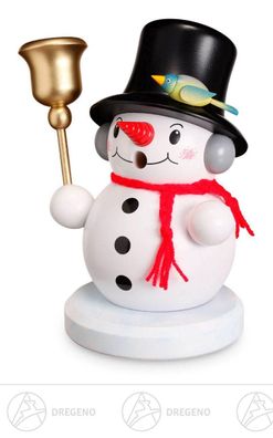 Räuchermann Schneemann mit Glocke Höhe= 17cm NEU Erzgebirge Rauchfigur Rauchmann