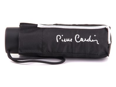 Pierre Cardin Mini Regenschirm Taschenschirm Handöffner schwarz mit weißen Akzente