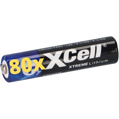 80x XTREME Lithium Batterie AAA Micro FR03 L92 XCell 20x 4er Blister