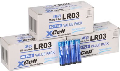 120x XCell LR03 Micro Super Alkaline Batterie AAA 30x 4er Folie