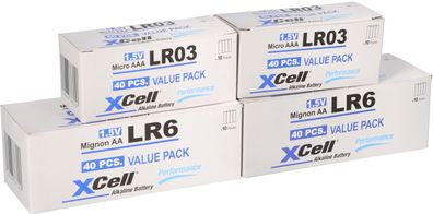 160 Batterien 80x XCell LR03 Micro AAA + 80x XCell LR6 Mignon AA