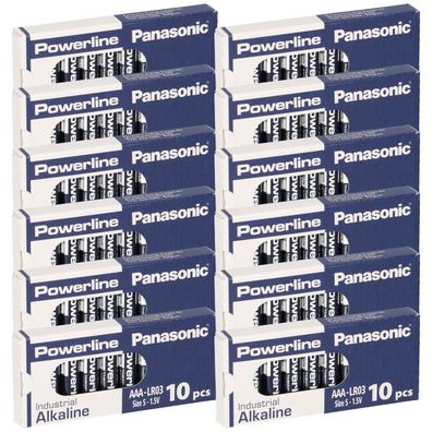 120x MICRO AAA LR03 MN2400 Batterie Panasonic Powerline Industrial 1383mAh 12x10er