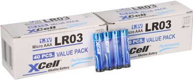 80x XCell LR03 Micro Super Alkaline Batterie AAA 20x 4er Folie