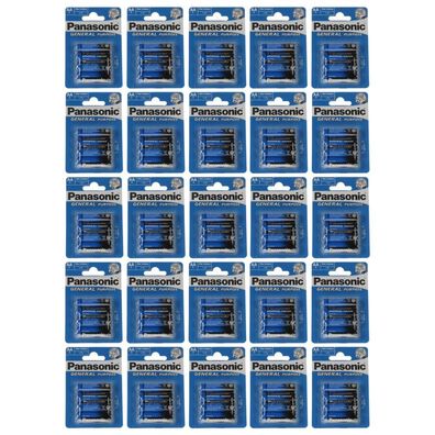 100x Panasonic AA Mignon Batterie General Purpose 1,5V 25x 4er Blister