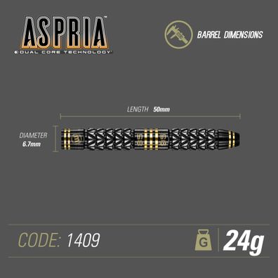 Winmau Aspria Onyx Coating Steeldart 1409 22 g und 24 g