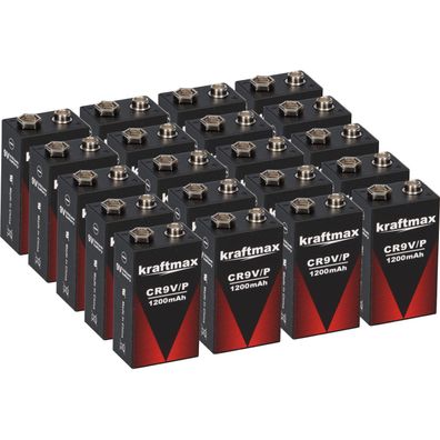 20x Kraftmax Lithium 9V Block Hochleistungs- Batterien für Rauchmelder Feuermelder