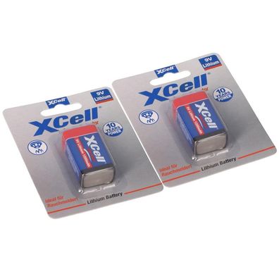 2x XCell Lithium 9V Block 1200 mAh 6AM6 im 1er Blister