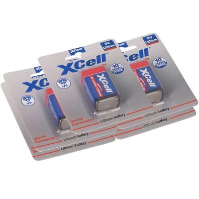 5x XCell Lithium 9V Block 1200 mAh 6AM6 im 1er Blister