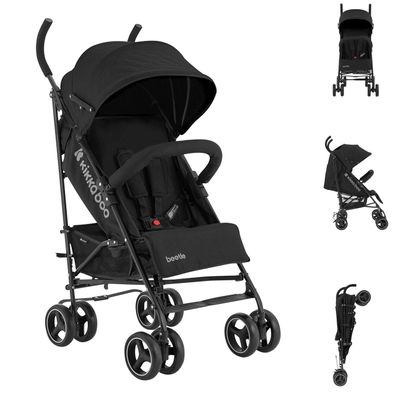 B-Ware Kikkaboo Kinderwagen Käfer, Stahlrahmen, Korb, Fußstütze schwarz