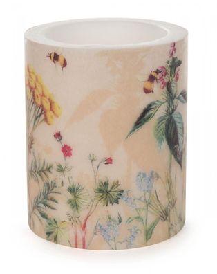 Dekokerze "Wild Flowers" Design 40421072 Brenndauer ca. 60 Std. 10x12cm NEU Wach