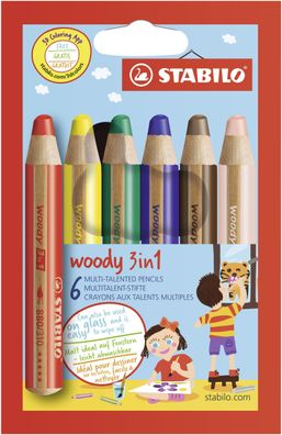 Stabilo® 8806 Multitalent-Stift woody 3 in 1 Kartonetui mit 6 Stiften(T)